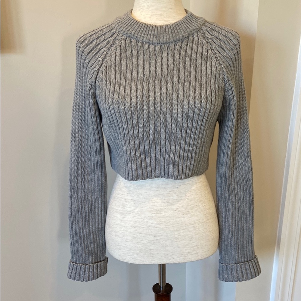 Zara Gray Ribbed Knit Sweater New!